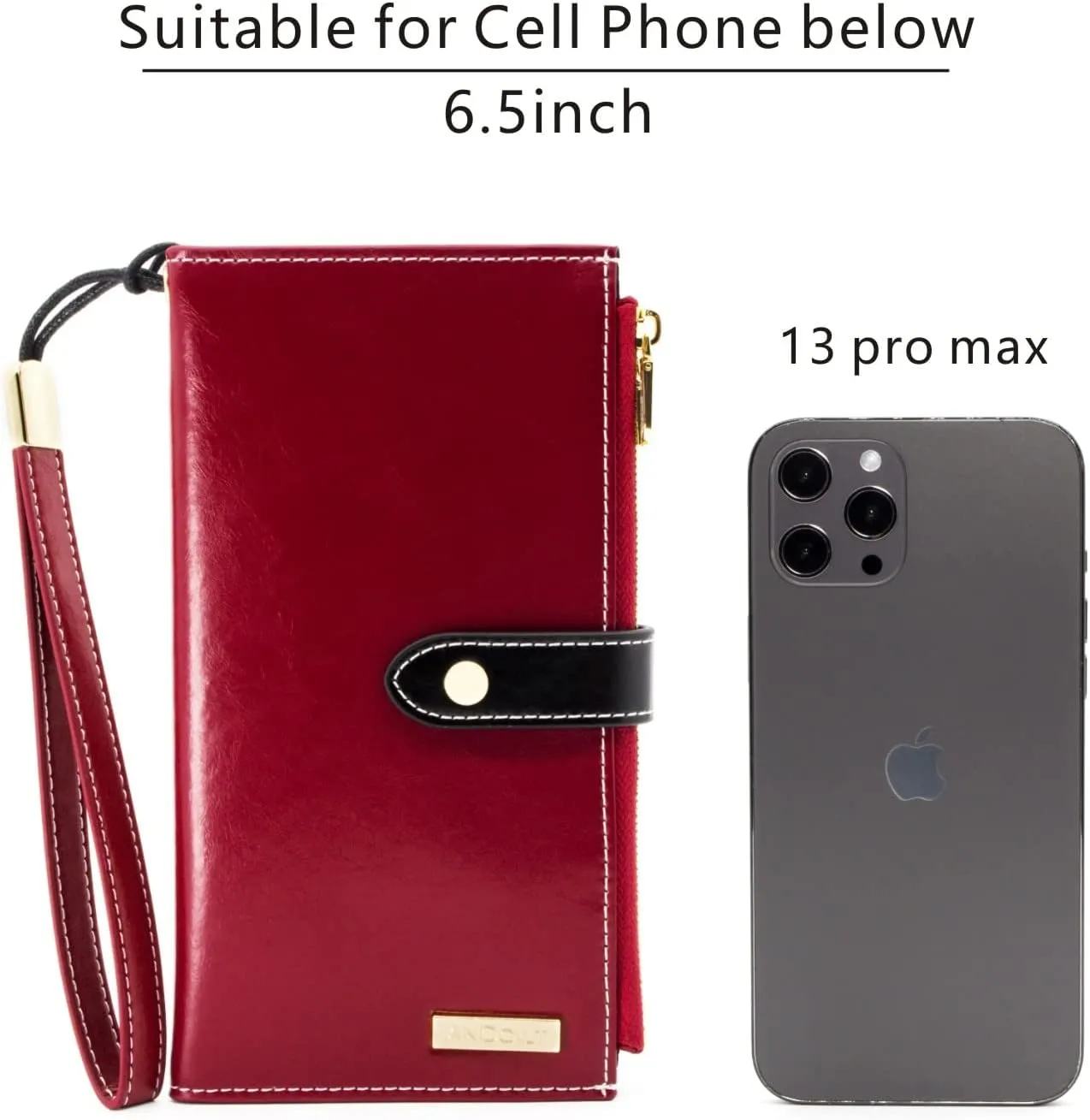 ANDOILT Wallet Women Men RFID Blocking Genuine Leather Bifold Multi Card Organizer Wristlet Purse with Zipper Pocket Cell Phone Handbag Red