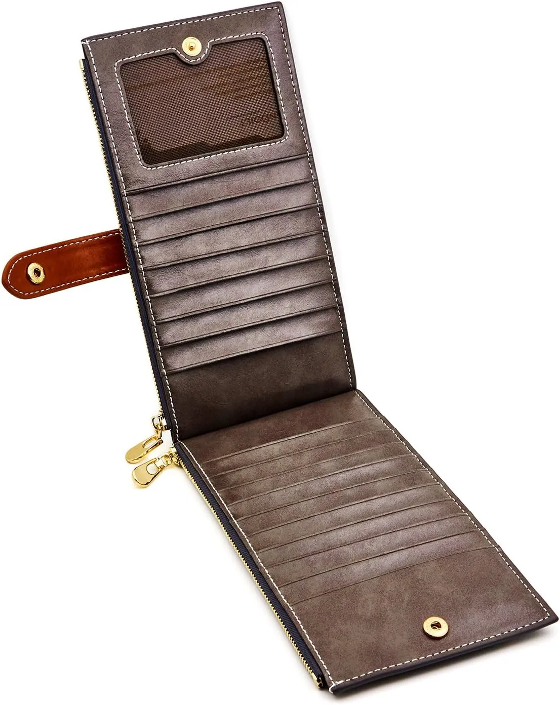 ANDOILT Women's Genuine Leather Wallet RFID Blocking Credit Card Holder Zipper Purse Cell Phone Handbag