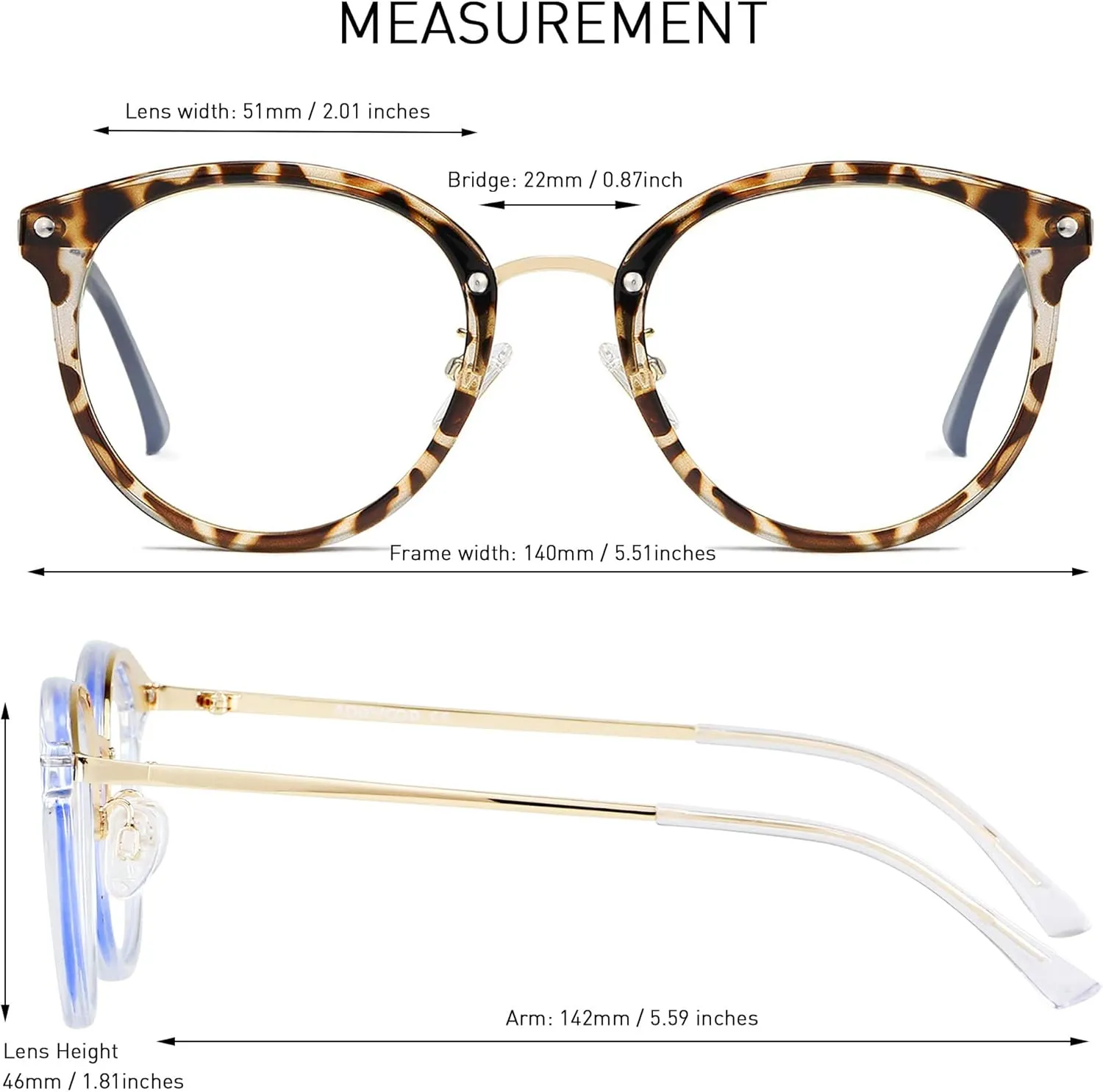 ANDWOOD Blue Light Blocking Glasses Women Computer Screen Oversized Bluelight Blocker for Big Heads Anti Eye Strain