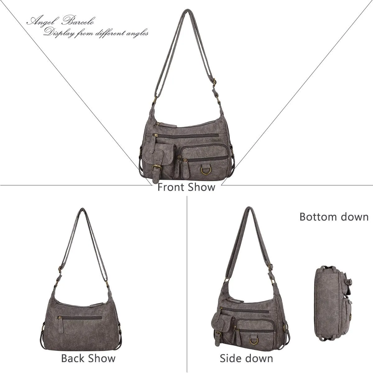 Angel Barcelo Cross body Shoulder Bag Women Soft PU Leather Purses and Handbags