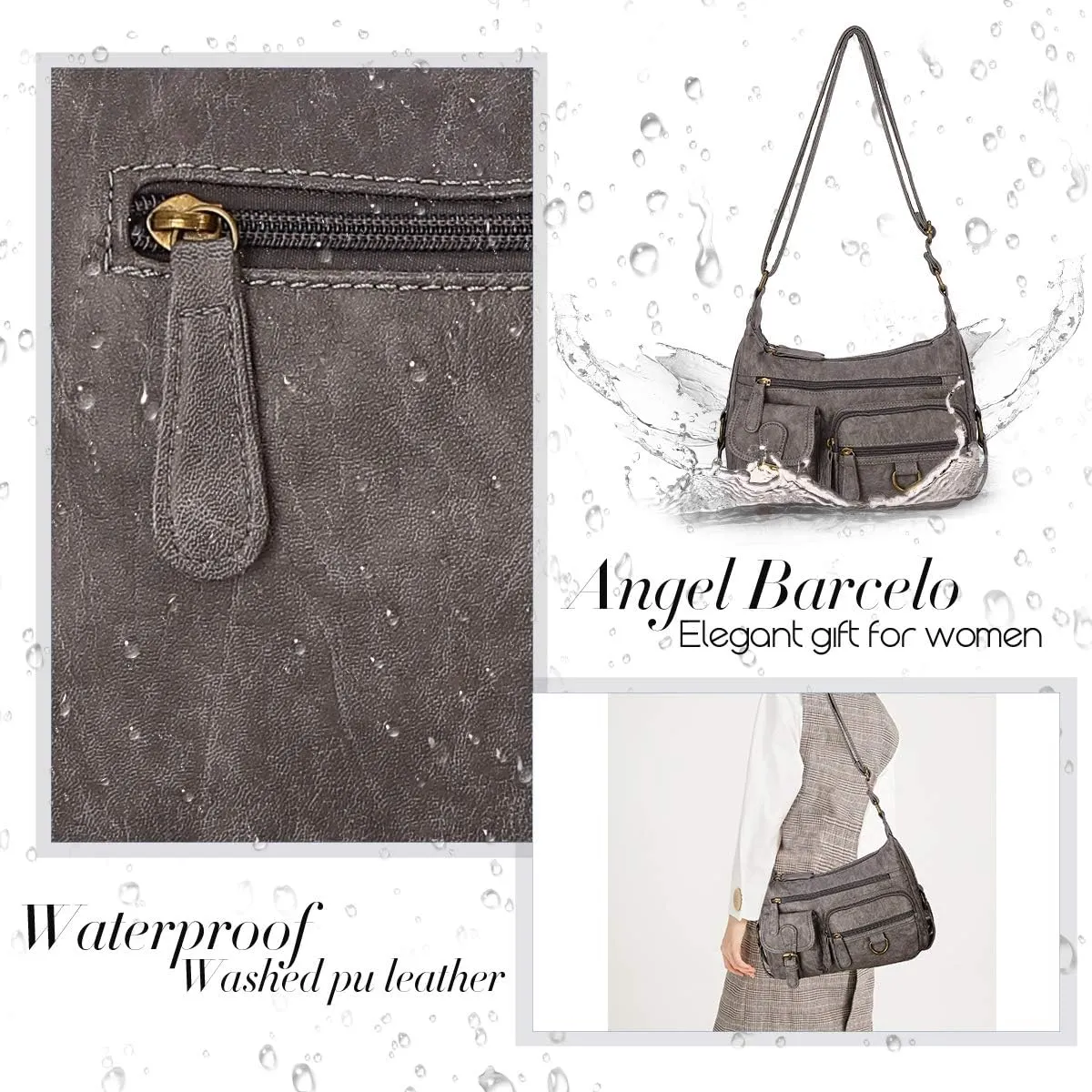 Angel Barcelo Cross body Shoulder Bag Women Soft PU Leather Purses and Handbags
