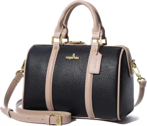 Angel Kiss Women Satchel Purses and Handbags Vegan Leather Boston Barrel Bag Top Handle Shoulder Purse with Crossbody Strap