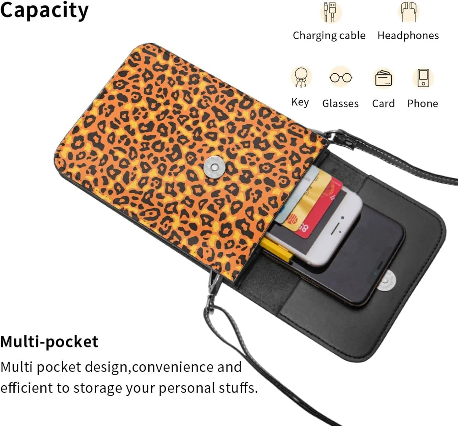 Animals Footprints Cat Dogs Leather Crossbody Phone Purse for Women Cute Wallet Bags Lightweight Mini Sling Bag