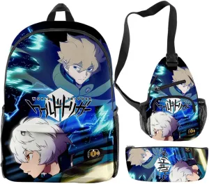 Anime World Trigger 3D print Oxford Cloth Shoulder Backpack Multi Zipper 3 Pieces Sets Pack Bag (HJ04816)