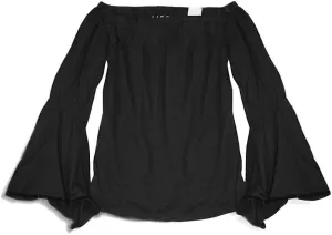 Ann Taylor LOFT -Women's Velvet Trim Bell Sleeve Shoulder Tee