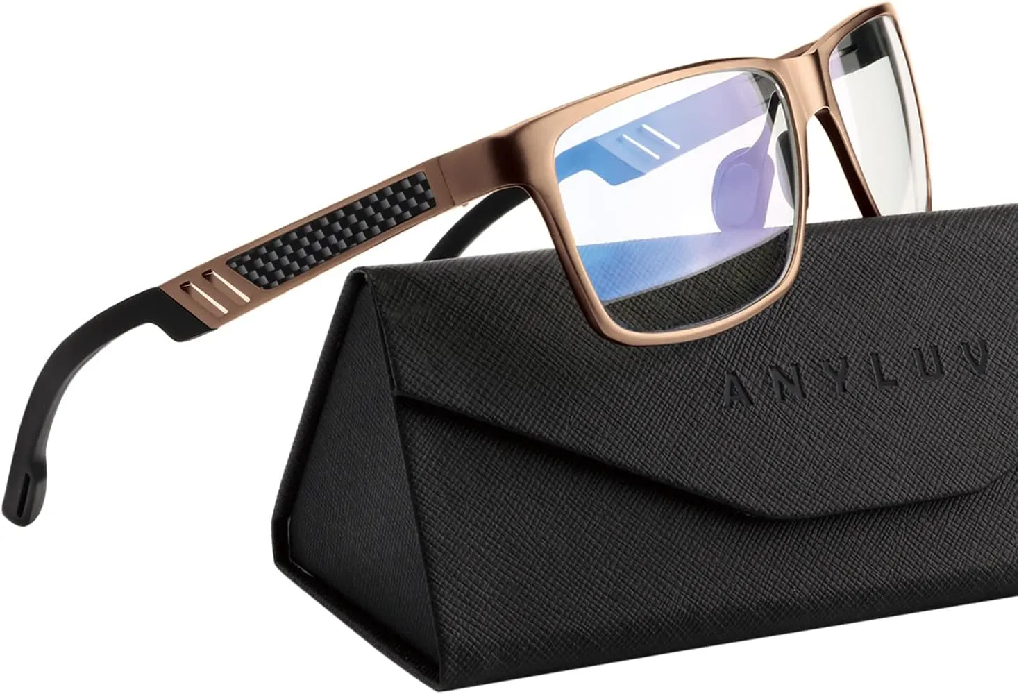 ANYLUV Reading Glasses Men Women Blue Light Blocking, Premium Mens Reading Glasses Al-mg Frame with Spring Hinge Anti Glare