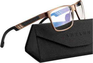 ANYLUV Reading Glasses Men Women Blue Light Blocking, Premium Mens Reading Glasses Al-mg Frame with Spring Hinge Anti Glare