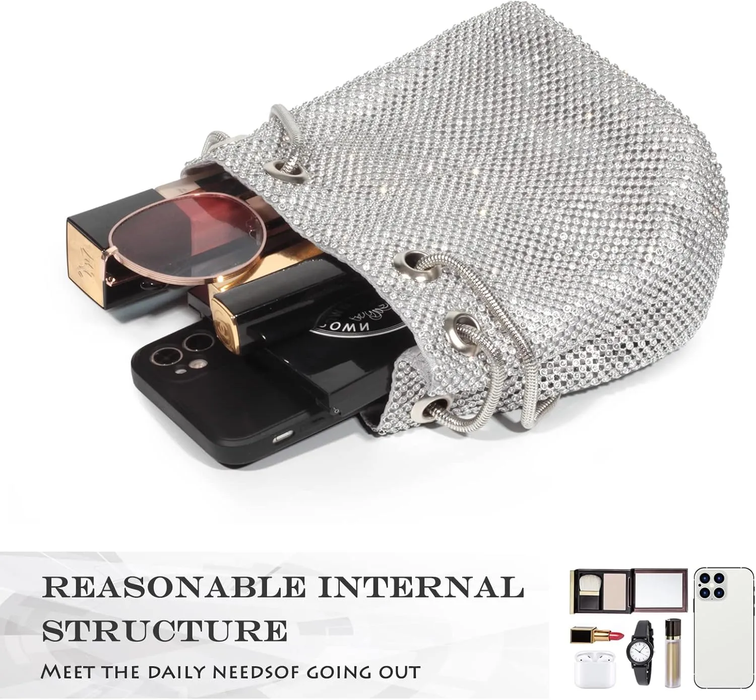 AOYUNHUI Hand Bags Purses for Women Rhinestone Bag Clutch Purses Party Wedding
