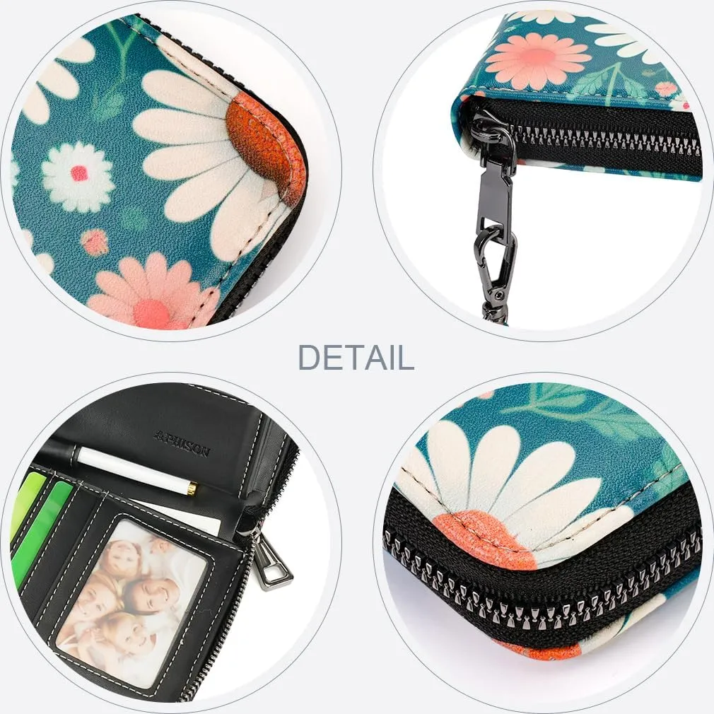 APHISON Wallet Women Large Capacity Clutch Purse For Ladies Card Holder RFID Wristlet Phone Zipper Coin Travel Pocket