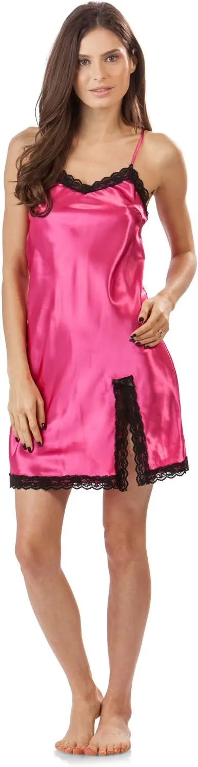 Ashford & Brooks Women's 2 Piece Satin Robe and Nightie Set
