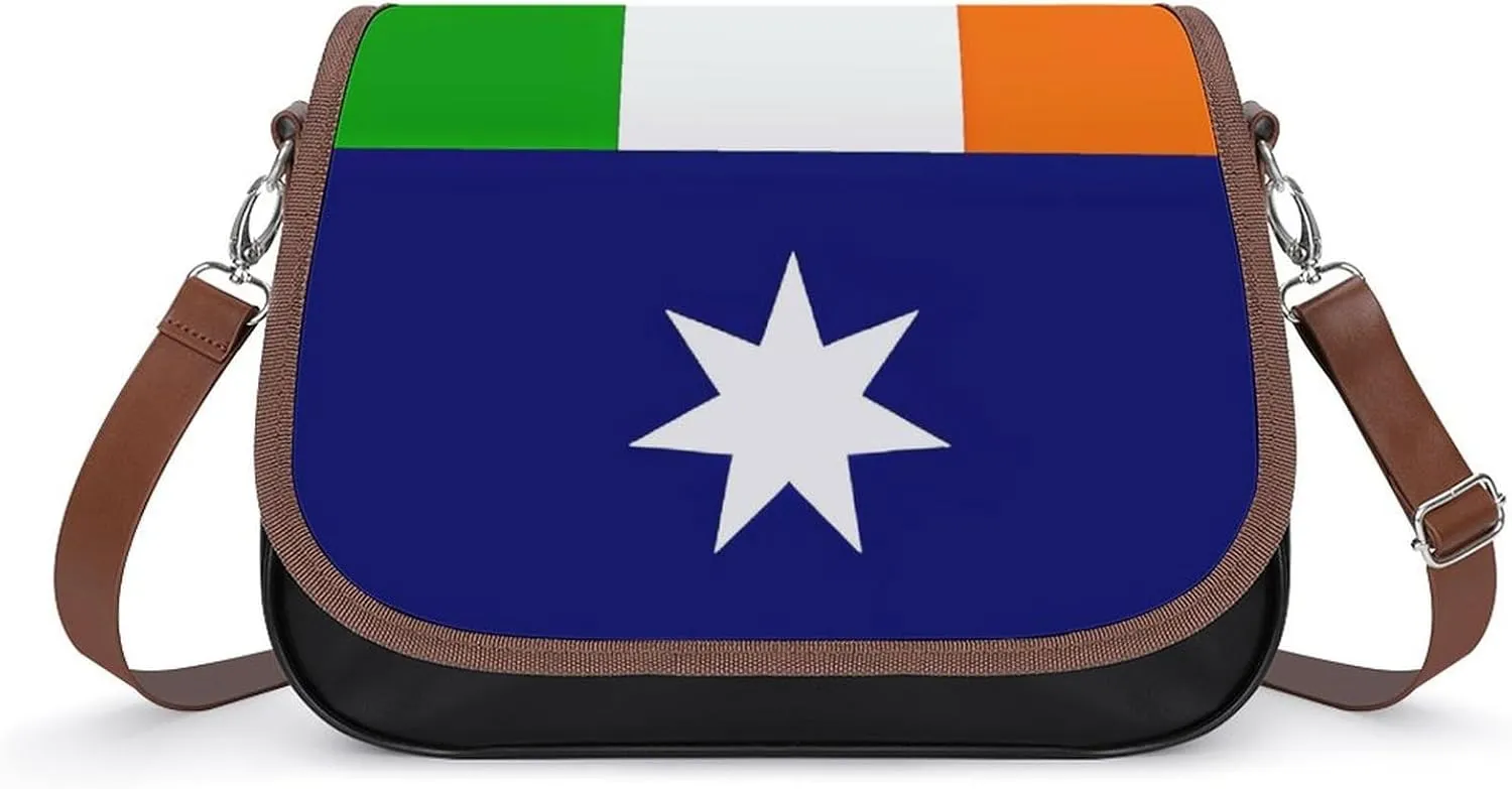Australia & Ireland Friendship Flag Women's Crossbody Bag PU Leather Message Bag Shoulder Handbag Purse for Travel Office