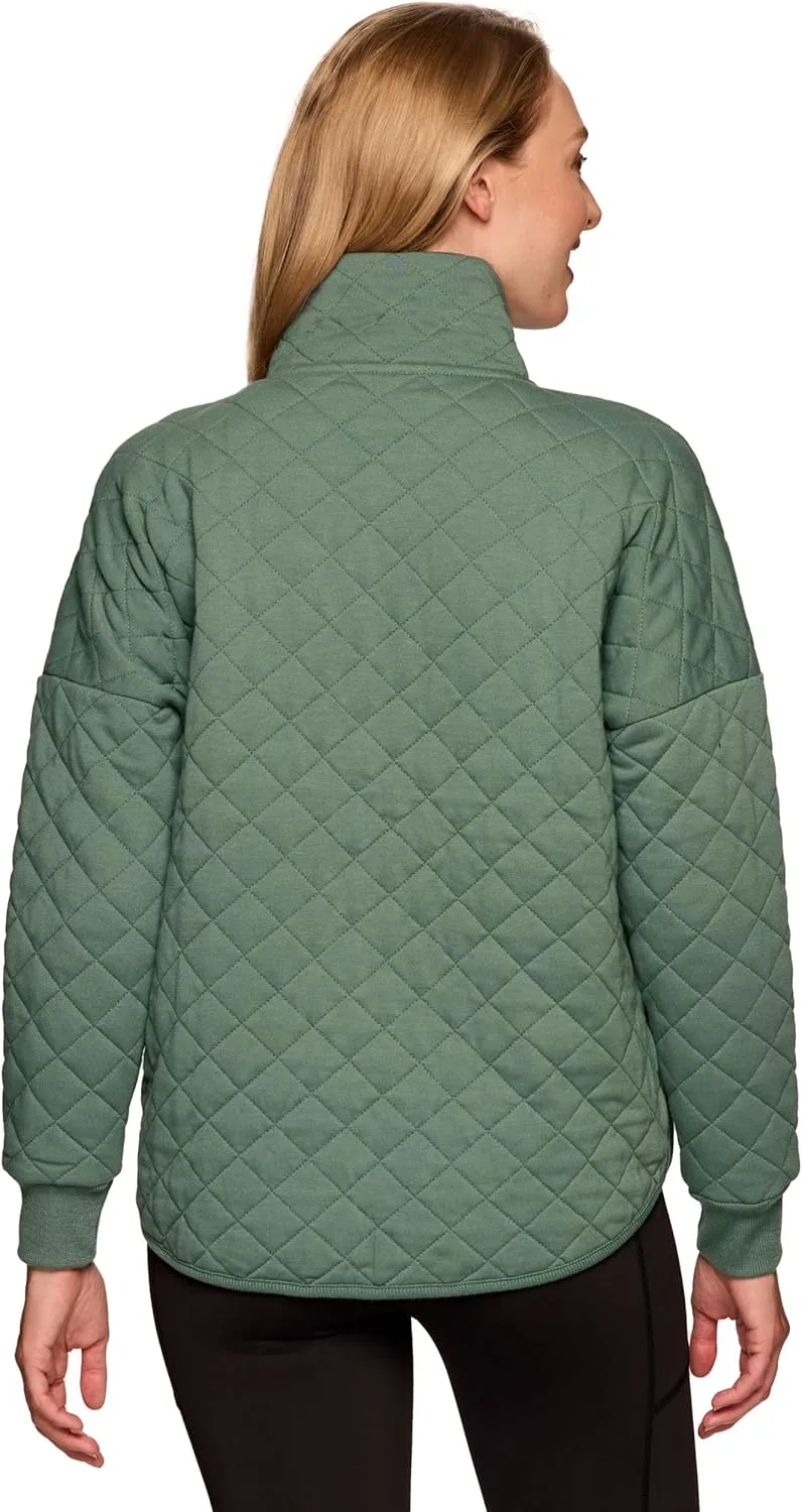 Avalanche Quilted Jacket for Women, All Season Mock Neck Zip Up Jacket with Pockets for Hiking, Travel, Casual Wear