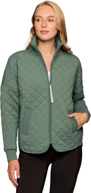 Avalanche Quilted Jacket for Women, All Season Mock Neck Zip Up Jacket with Pockets for Hiking, Travel, Casual Wear