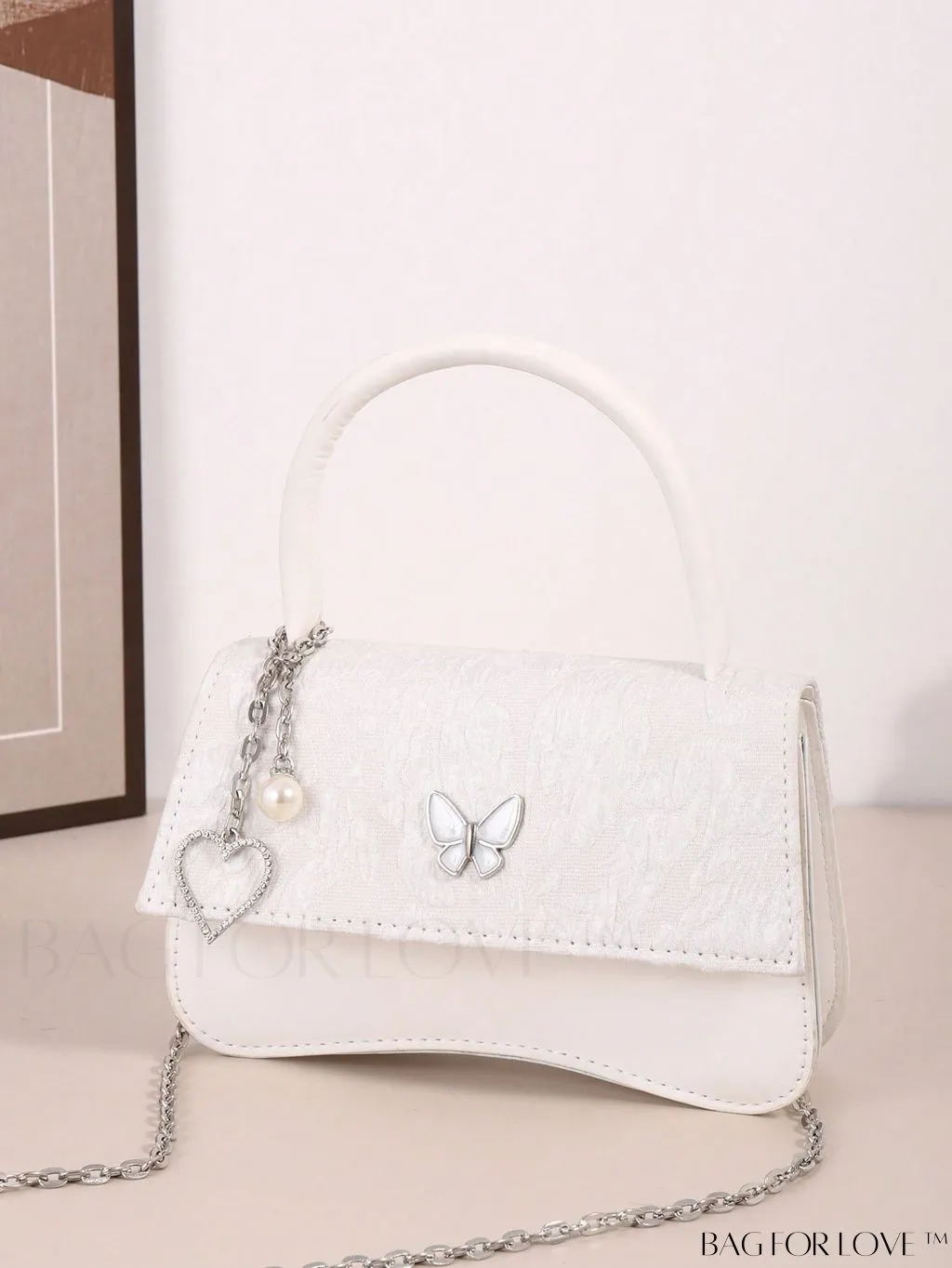BagForLove - Black Square Mini Butterfly Flap Bag with Decorative Detail