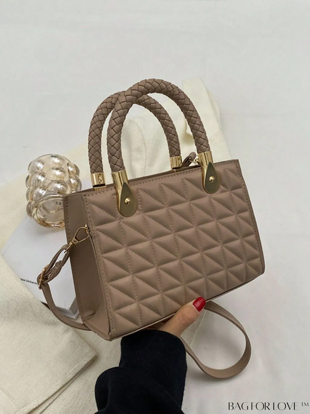 BagForLove - Braided Mini Straw Bag with Zipper Closure and Contrast Binding Detail