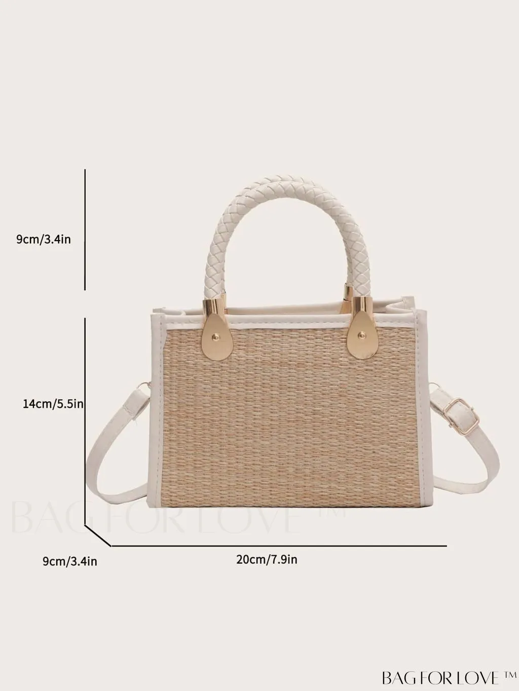 BagForLove - Braided Mini Straw Bag with Zipper Closure and Contrast Binding Detail