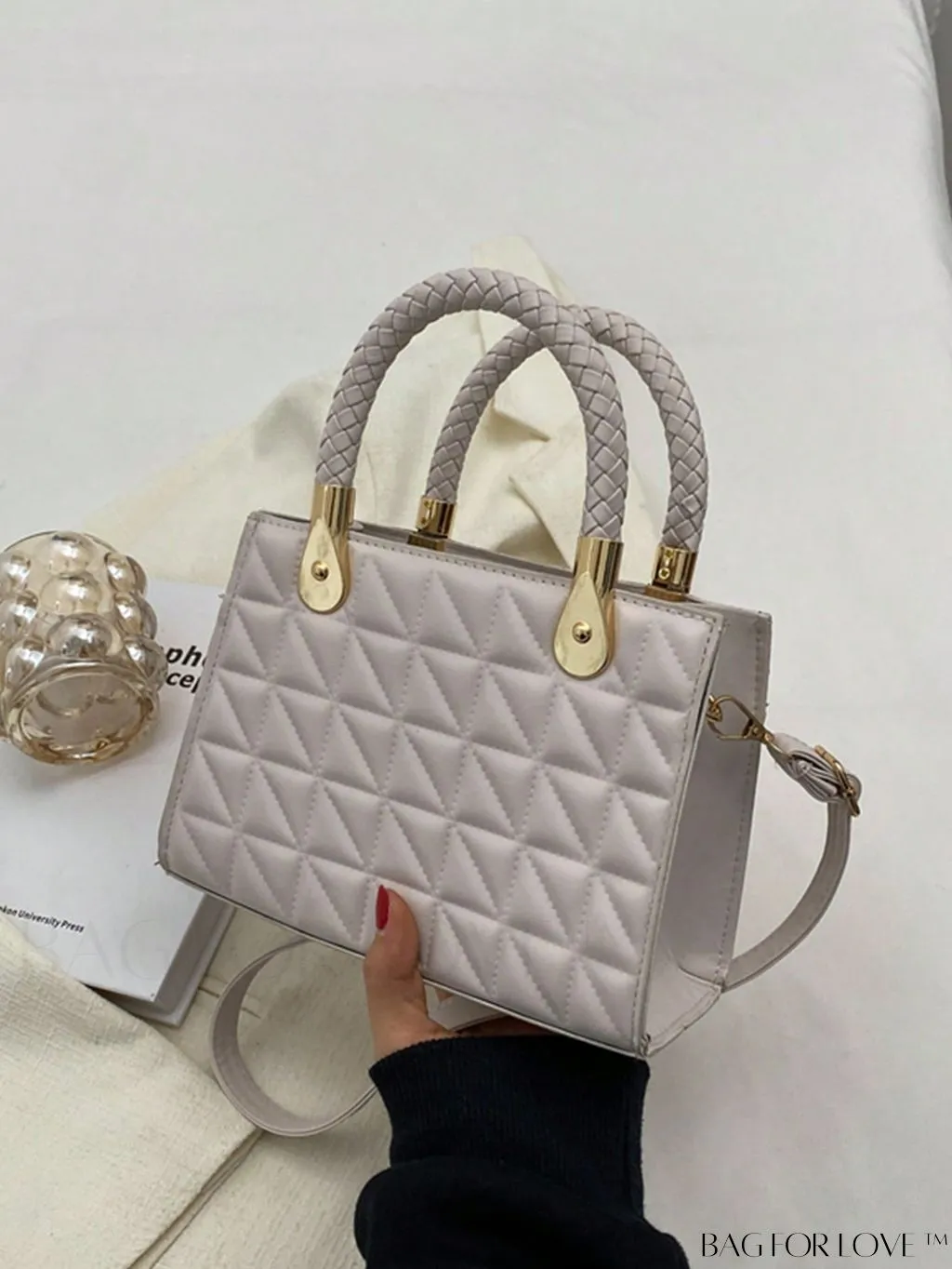 BagForLove - Braided Mini Straw Bag with Zipper Closure and Contrast Binding Detail