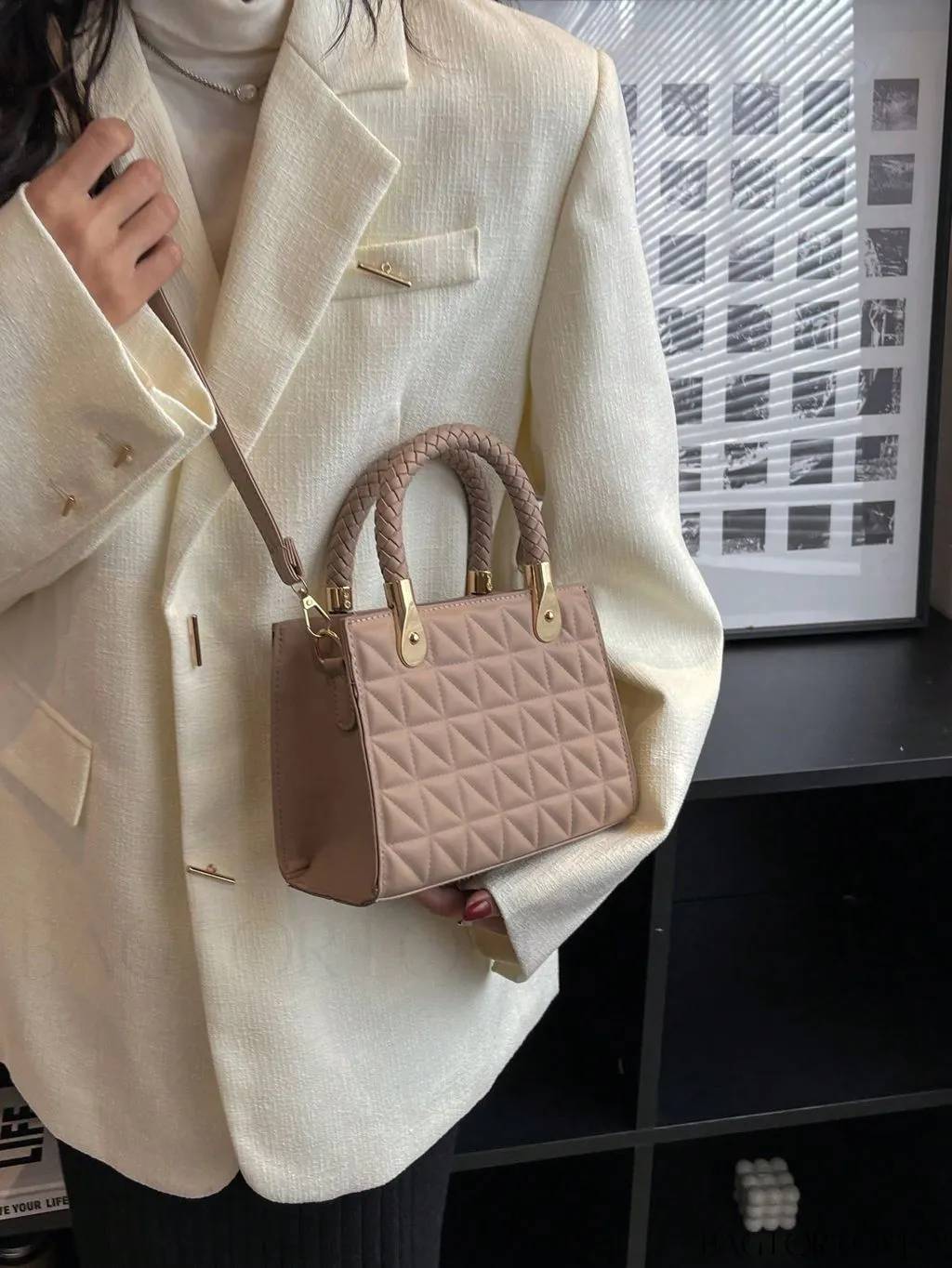 BagForLove - Braided Mini Straw Bag with Zipper Closure and Contrast Binding Detail