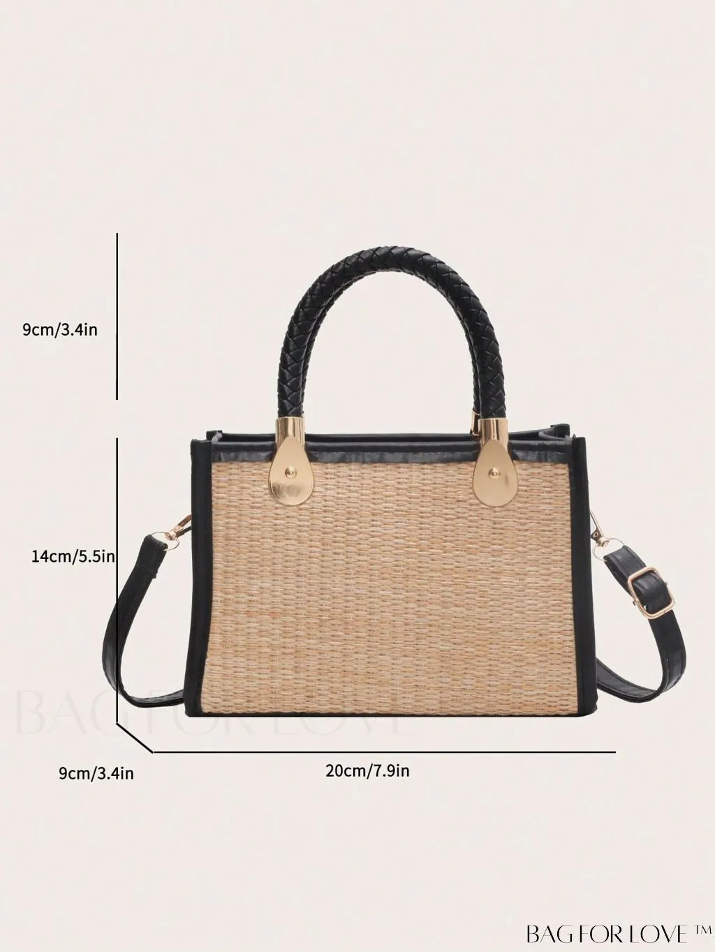 BagForLove - Braided Mini Straw Bag with Zipper Closure and Contrast Binding Detail