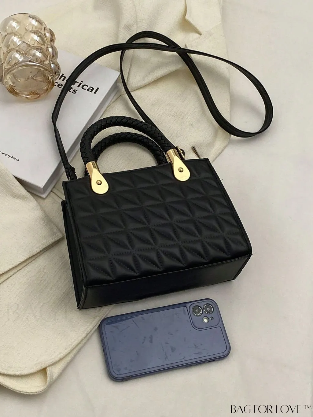BagForLove - Braided Mini Straw Bag with Zipper Closure and Contrast Binding Detail