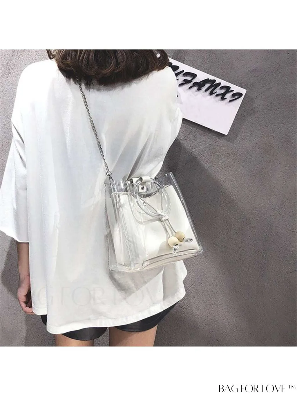 BagForLove - Chic Clear Tote Bag with Drawstring and Inner Pouch