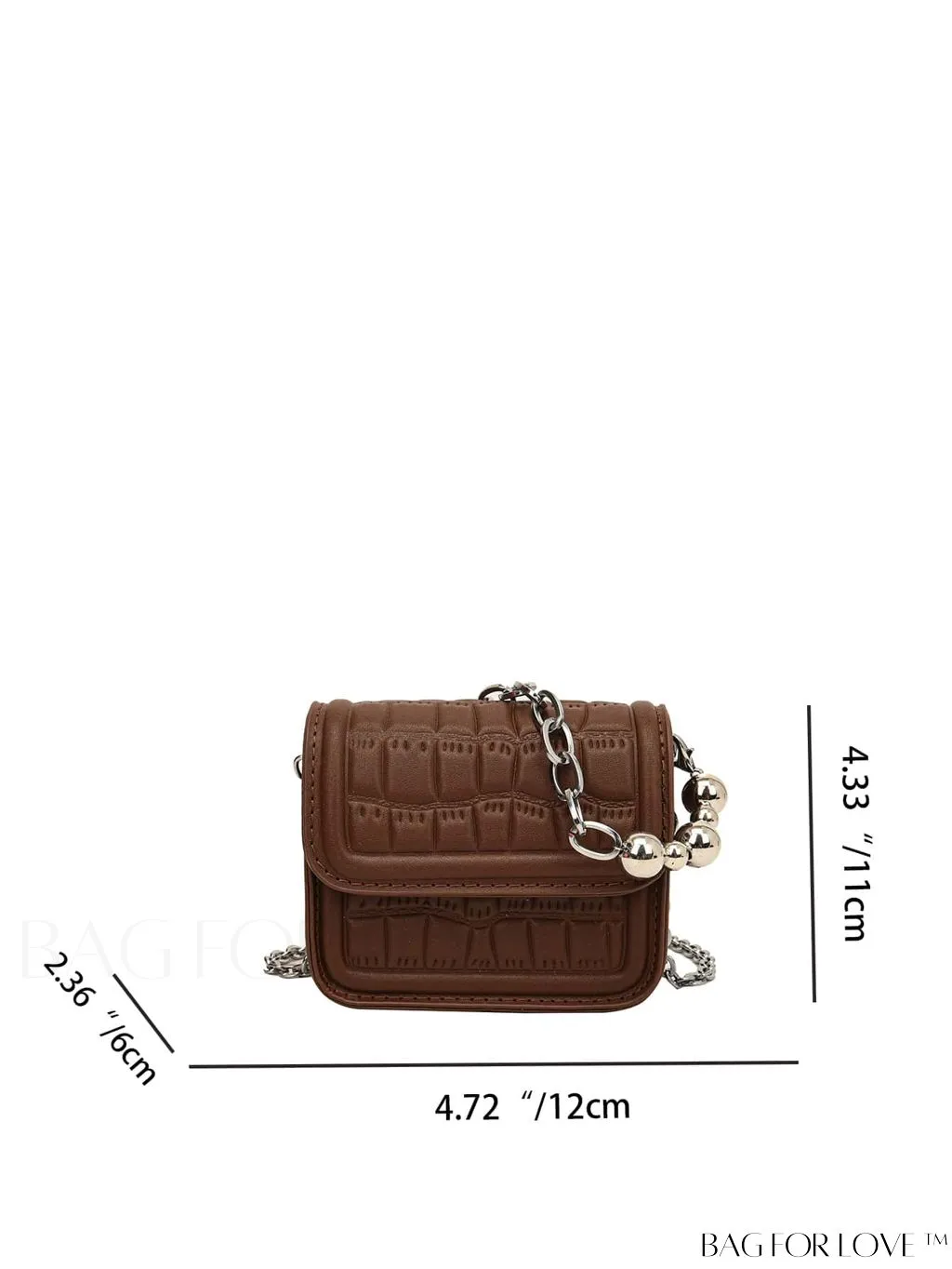 BagForLove - Chic Crocodile Pattern Flap Handbag with Metallic Chain Strap