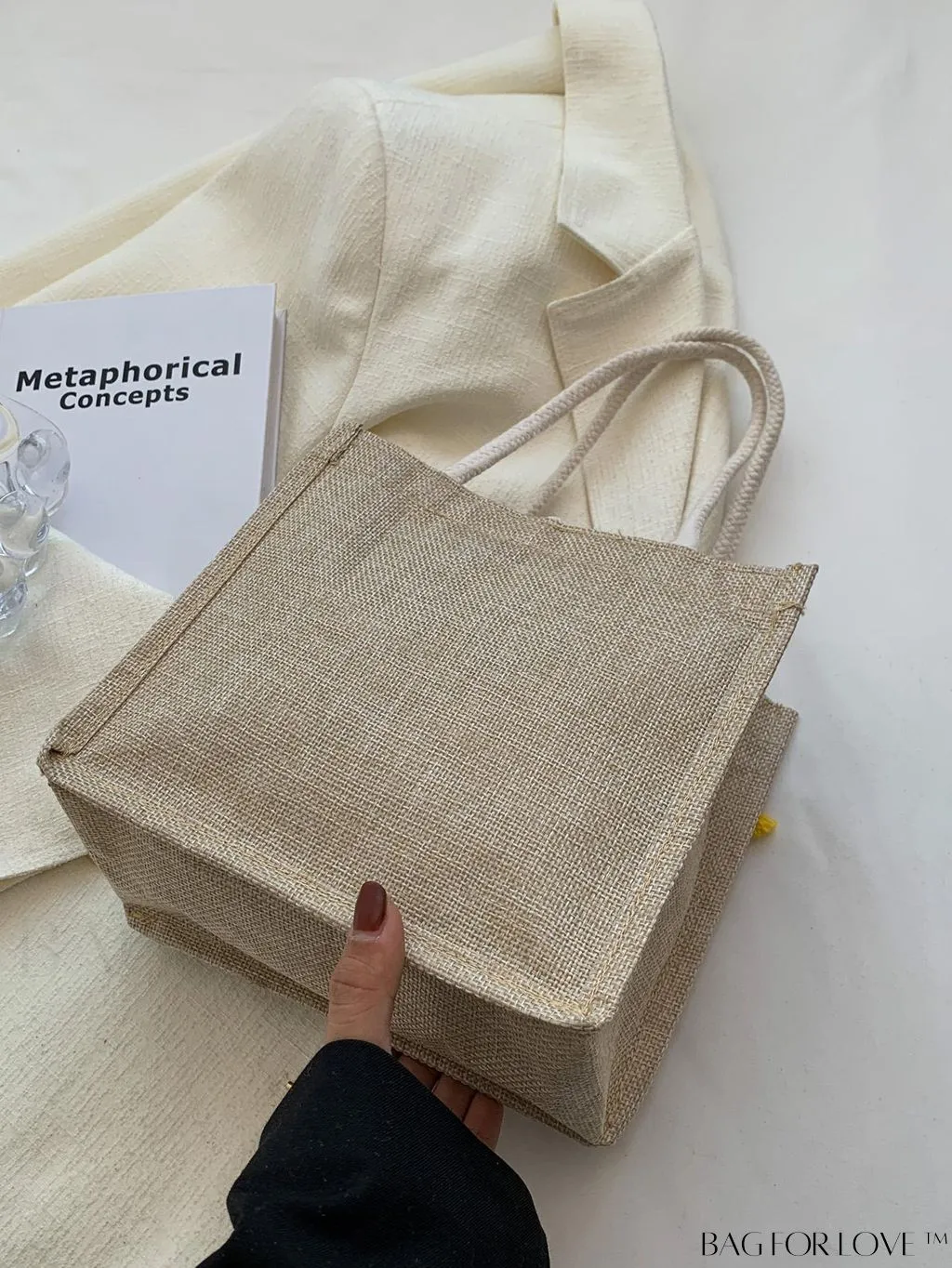 BagForLove - Chic Letter Print Square Bag with Tassel & Button Accents - Ideal for Everyday Use