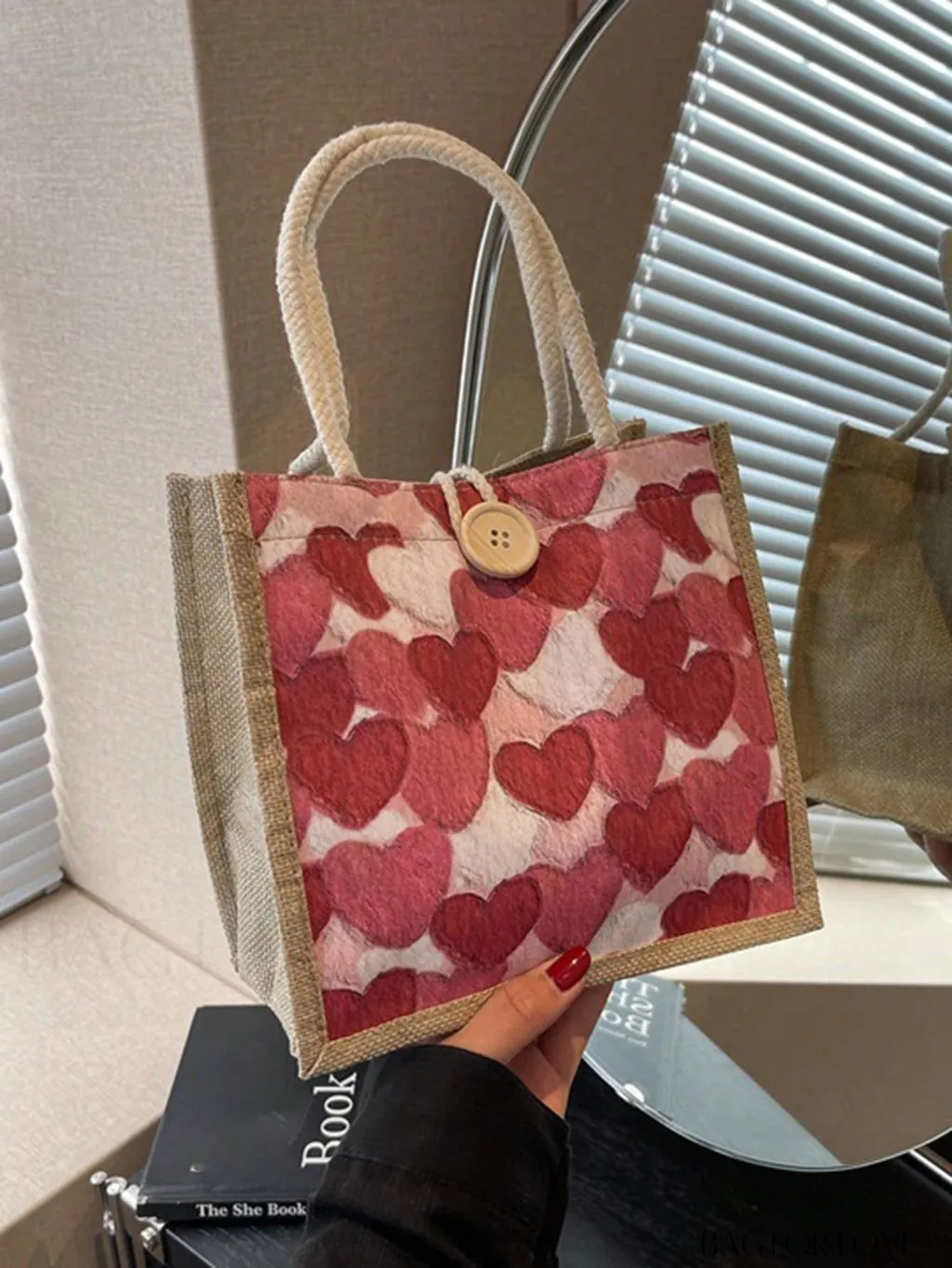 BagForLove - Chic Letter Print Square Bag with Tassel & Button Accents - Ideal for Everyday Use