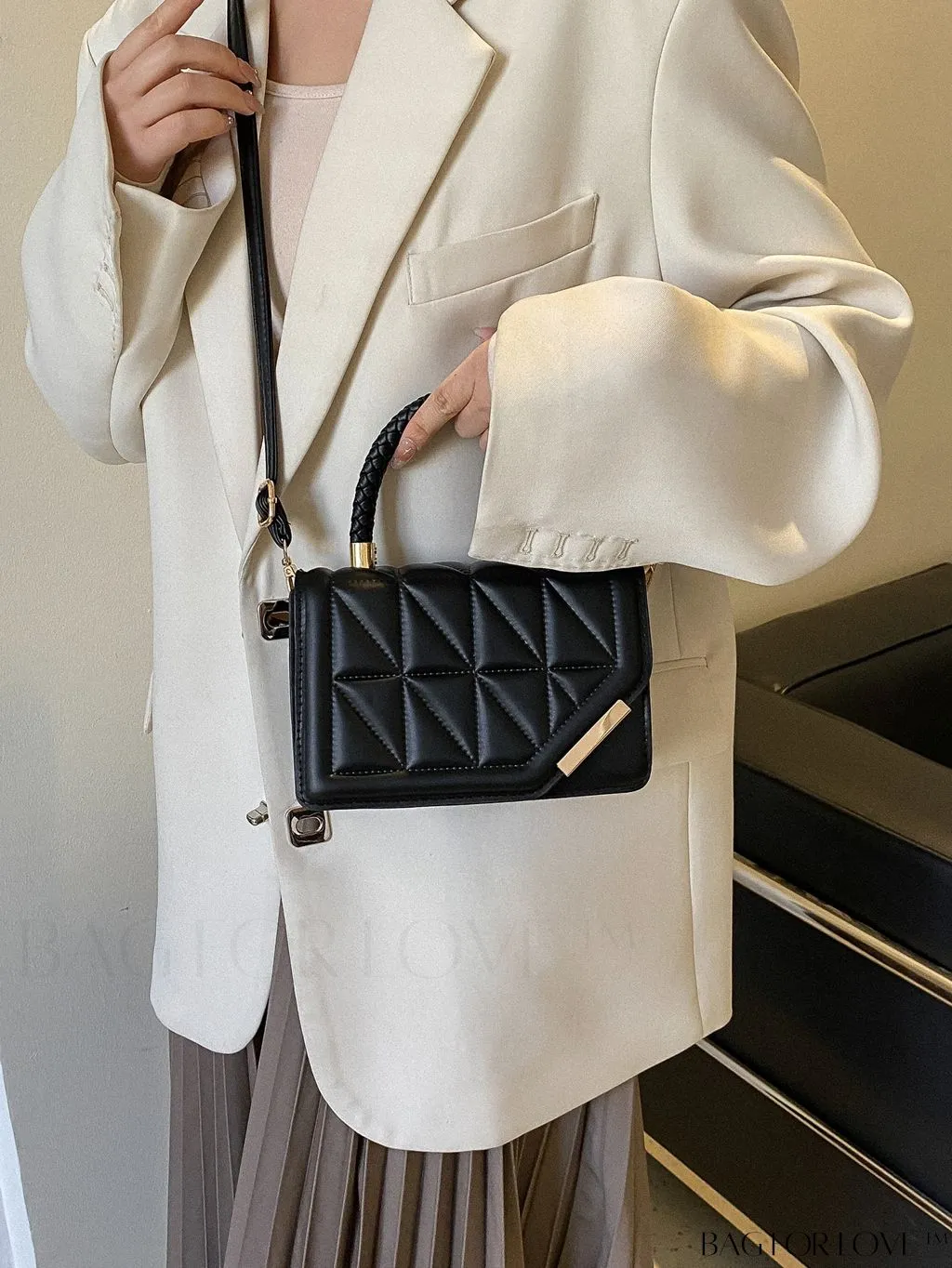 BagForLove - Chic Plaid Pattern PU Leather Handbag & Crossbody Bag for Fashionable Women