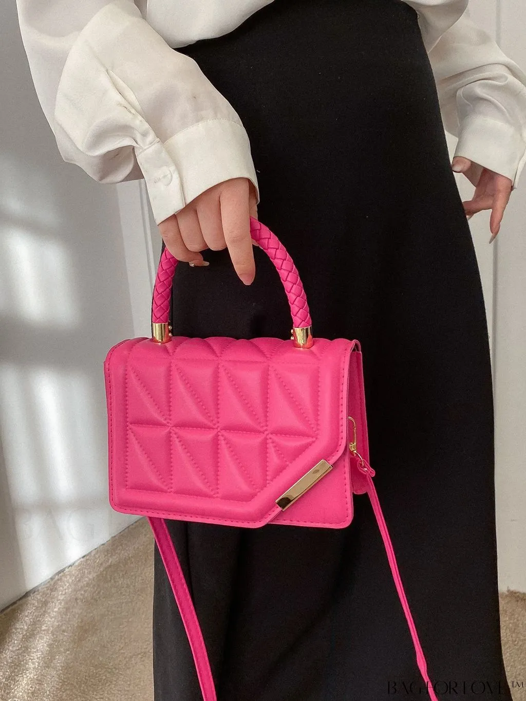 BagForLove - Chic Plaid Pattern PU Leather Handbag & Crossbody Bag for Fashionable Women