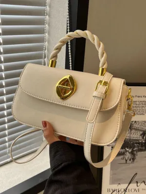 BagForLove - Chic Twisted Lock Square Handheld Bag with Decorative Solid Color