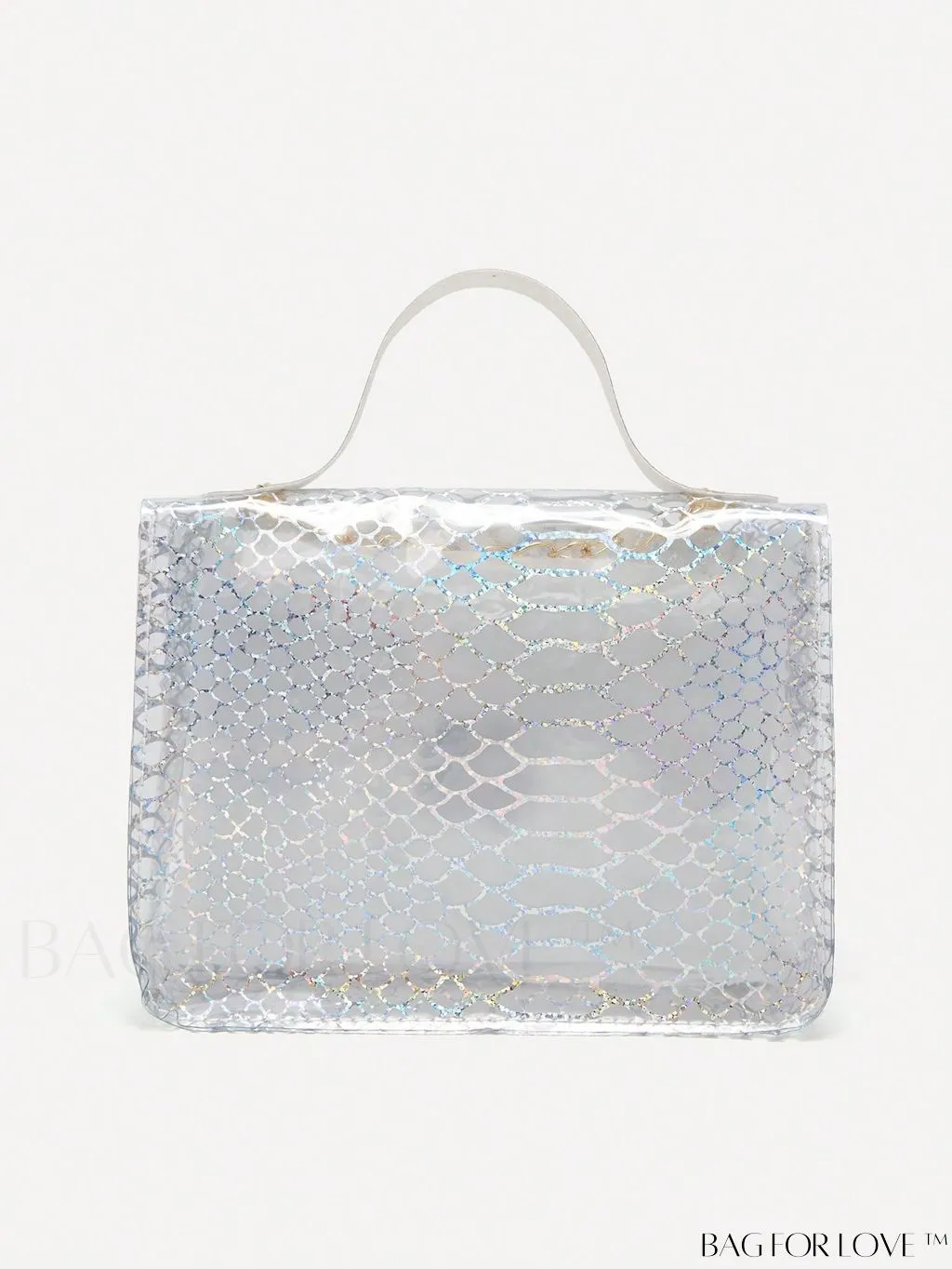 BagForLove - Colorblock Mini Flap Square Bag with Metal Lock: Elegant and Clear