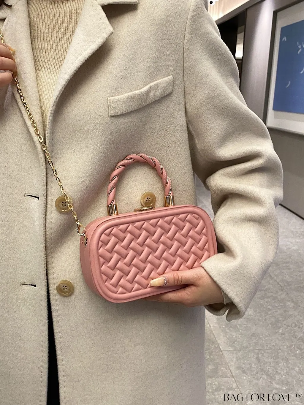 BagForLove - Compact & Chic PU Square Bag with Stylish Stitching