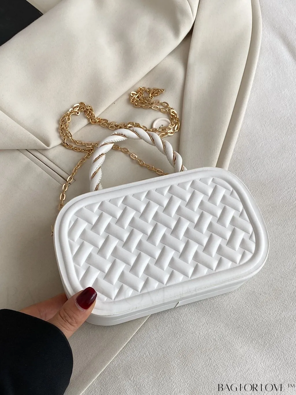 BagForLove - Compact & Chic PU Square Bag with Stylish Stitching