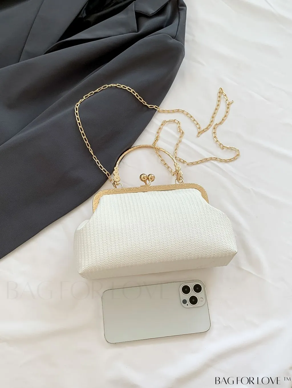 BagForLove - Compact and Elegant Black Handheld Shoulder Bag with Minimalist Clasp