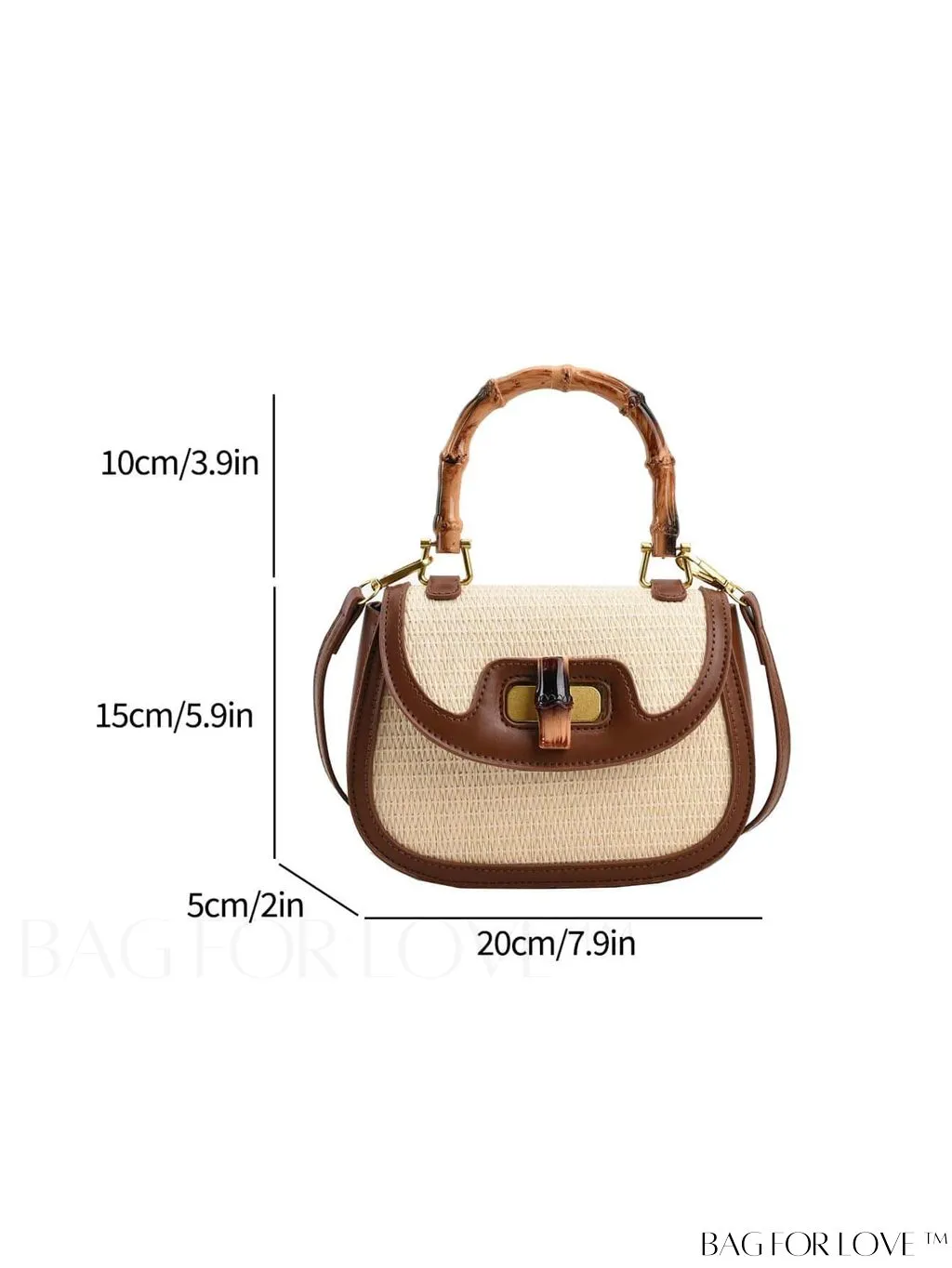 BagForLove - Compact Contrast Straw Bag with Bamboo Joint Handle - Perfect for Vacation