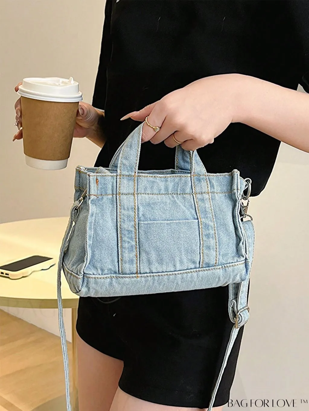 BagForLove - Compact Denim Square Bag - Sleek and Stylish