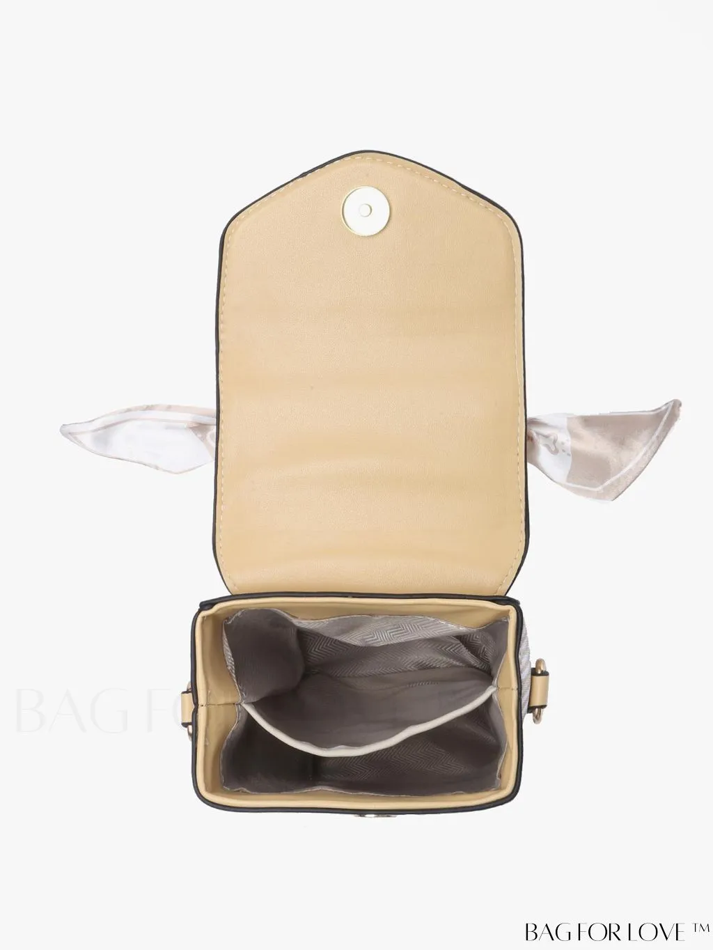 BagForLove - Compact Striped Plaid Flip Phone Bag with Complementary Silk Scarf