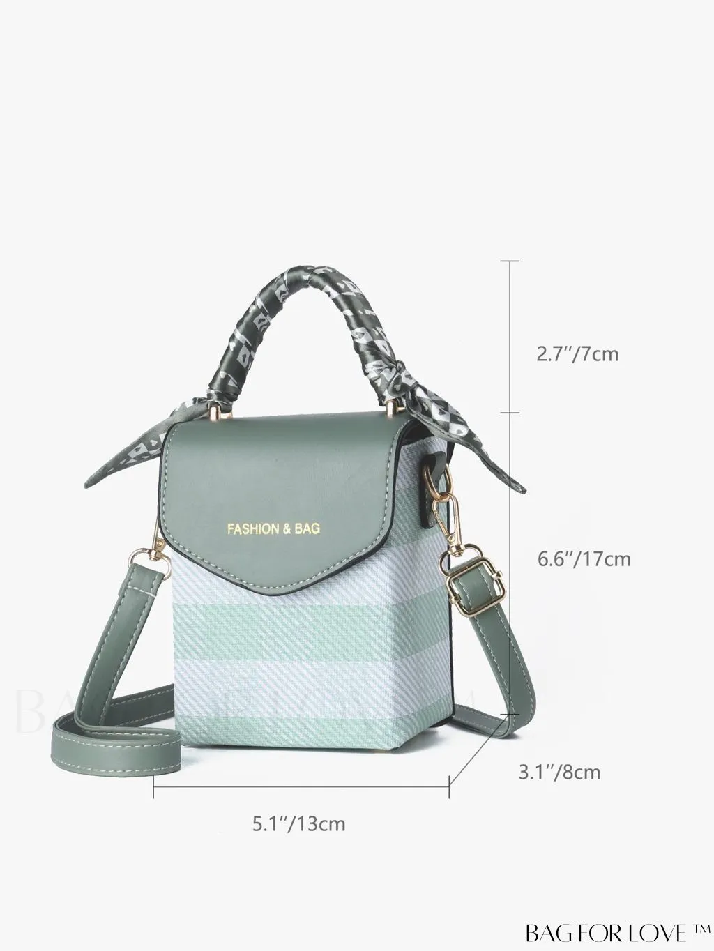 BagForLove - Compact Stylish Flip Phone Pouch featuring Stripes and Silk Scarf Accent