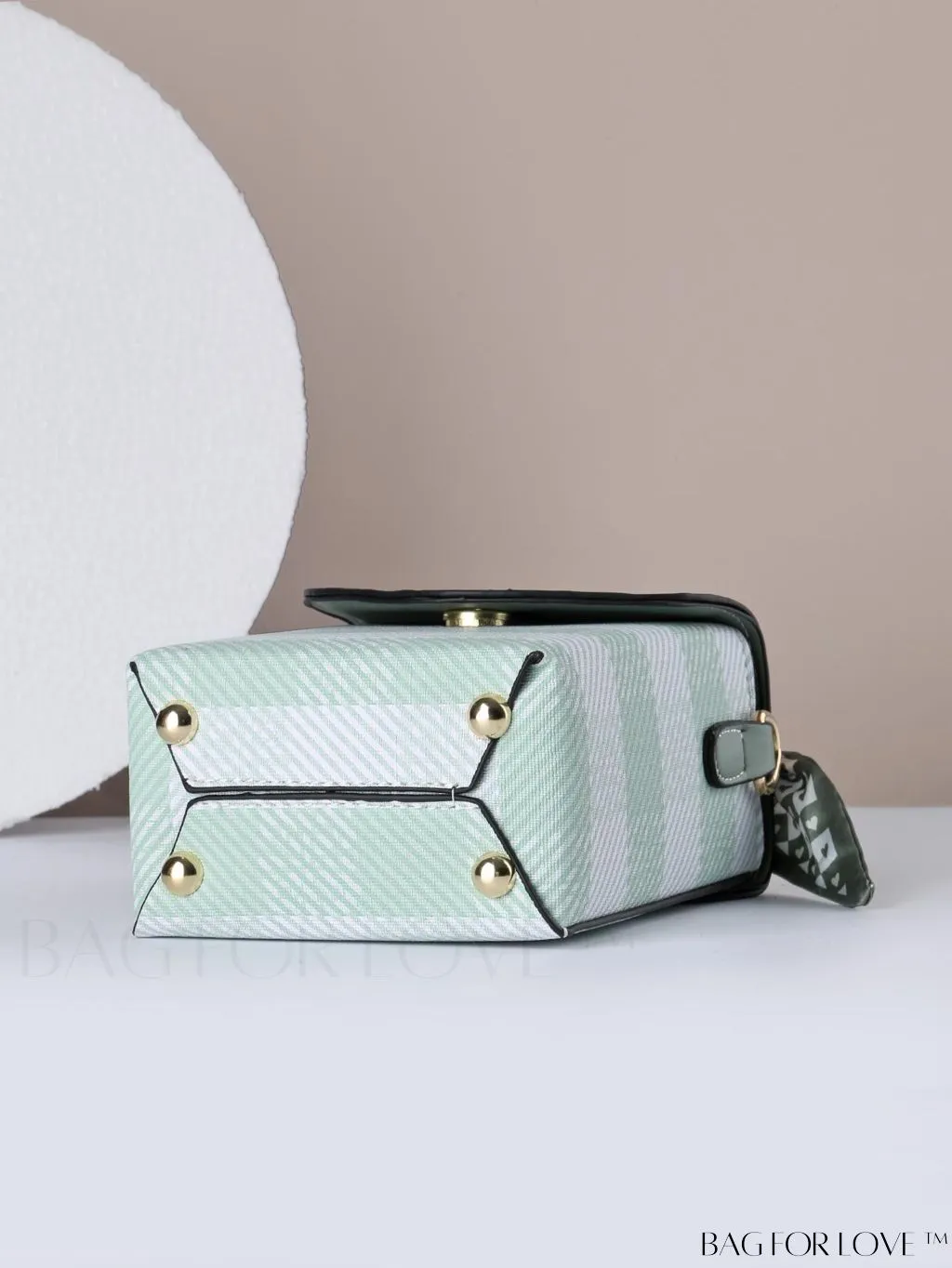BagForLove - Compact Stylish Flip Phone Pouch featuring Stripes and Silk Scarf Accent