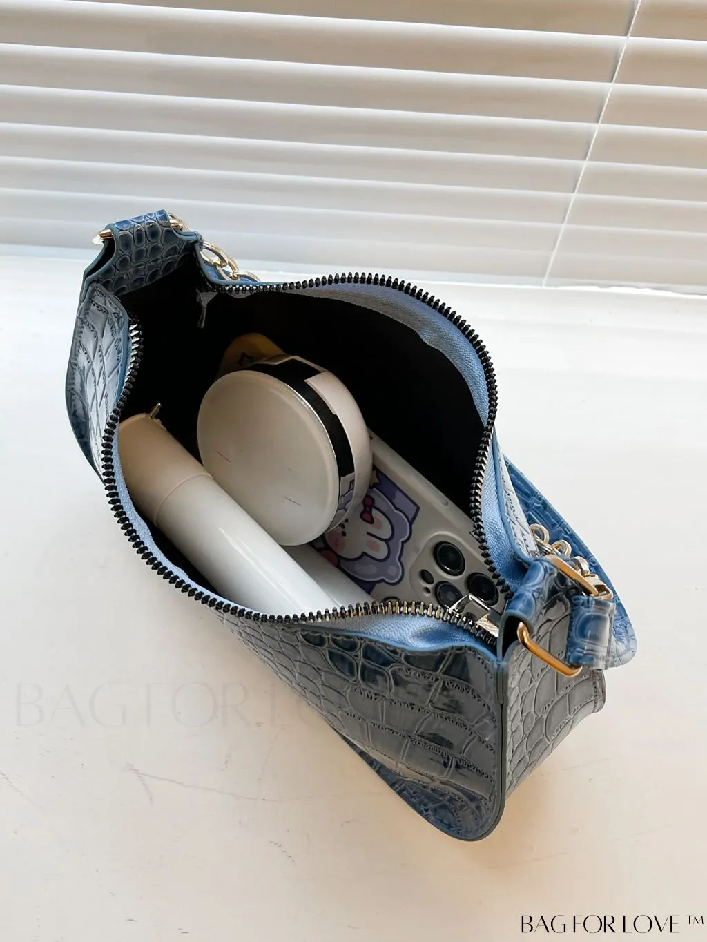 BagForLove - Crocodile Chain Baguette: Mini-sized, Embossed Elegance