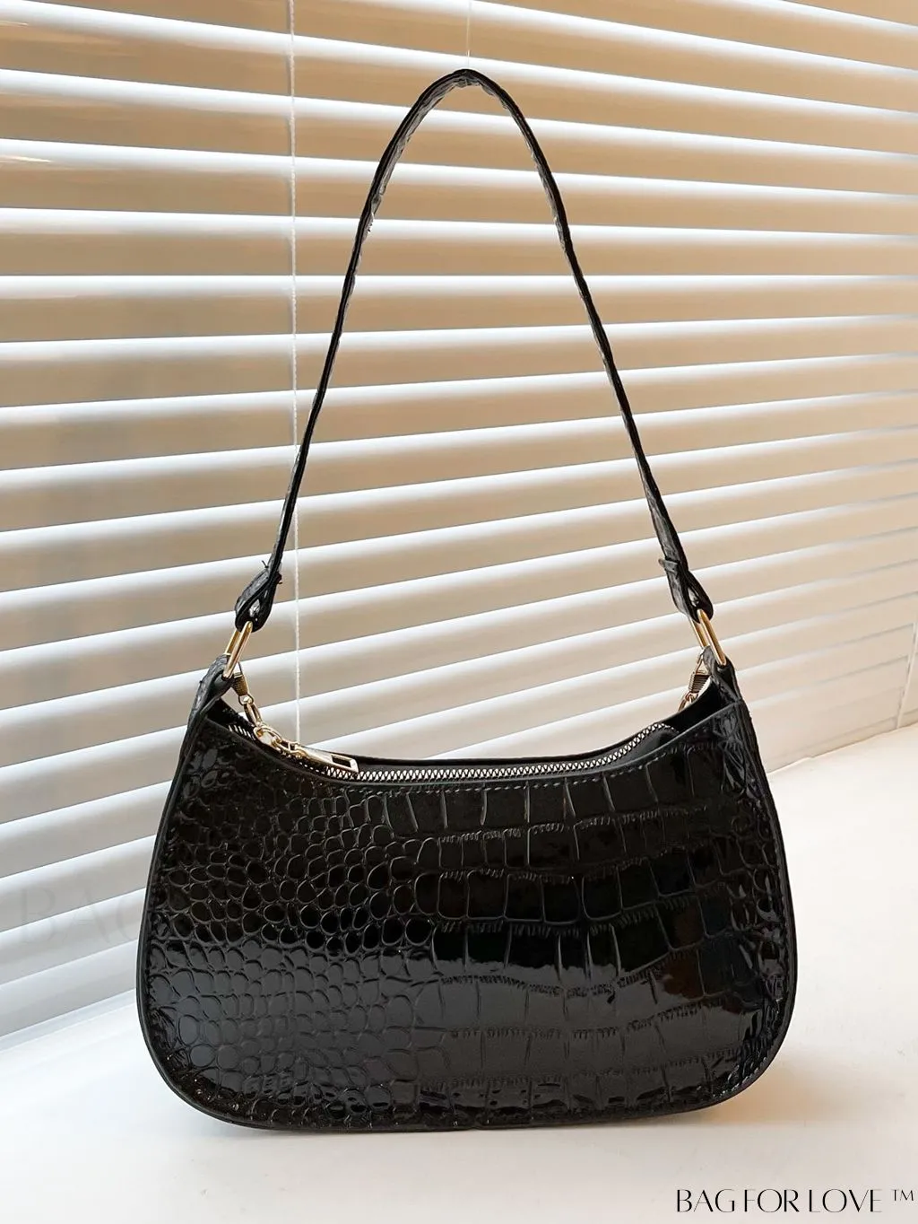 BagForLove - Crocodile Chain Baguette: Mini-sized, Embossed Elegance