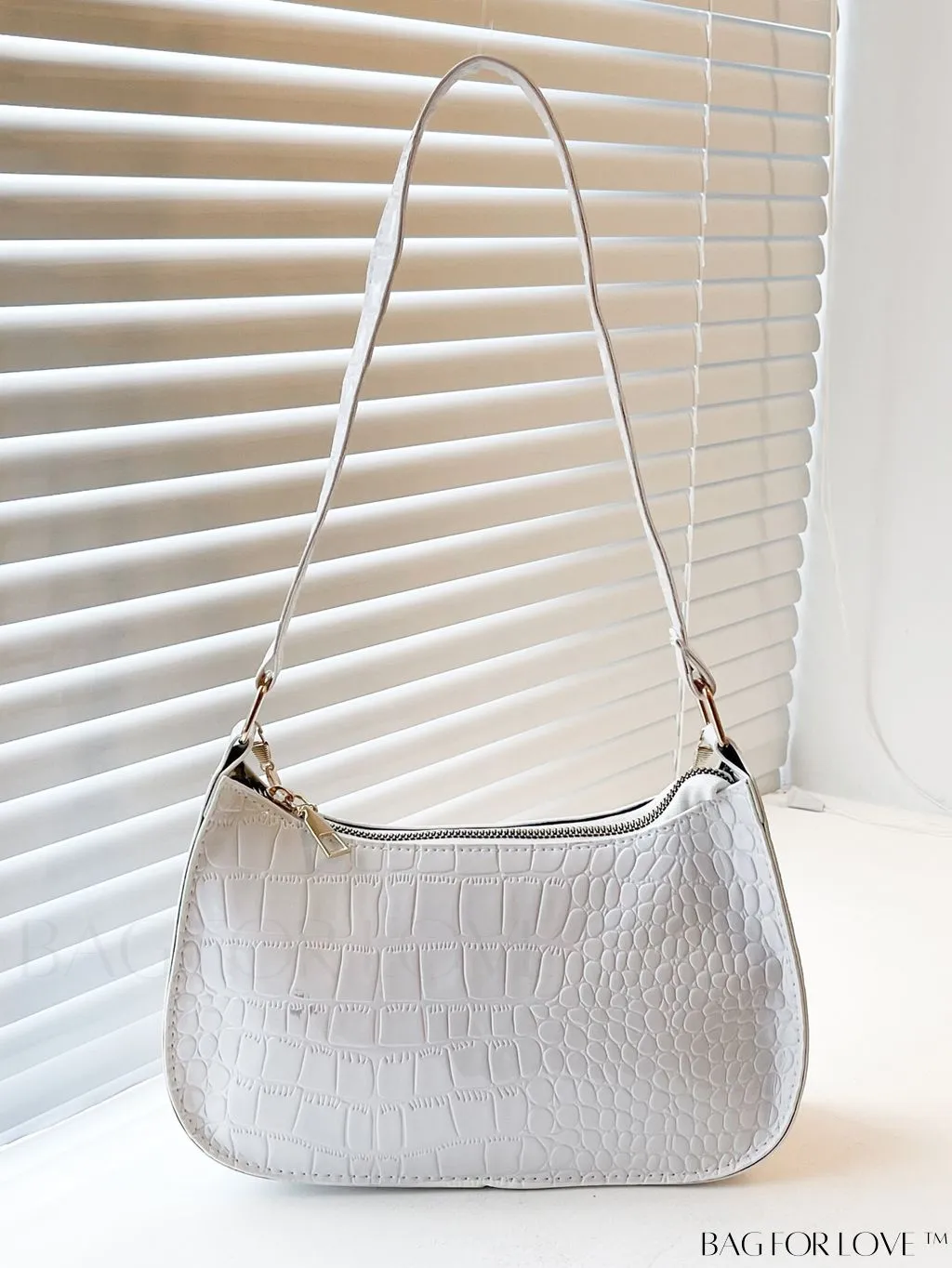 BagForLove - Crocodile Chain Baguette: Mini-sized, Embossed Elegance