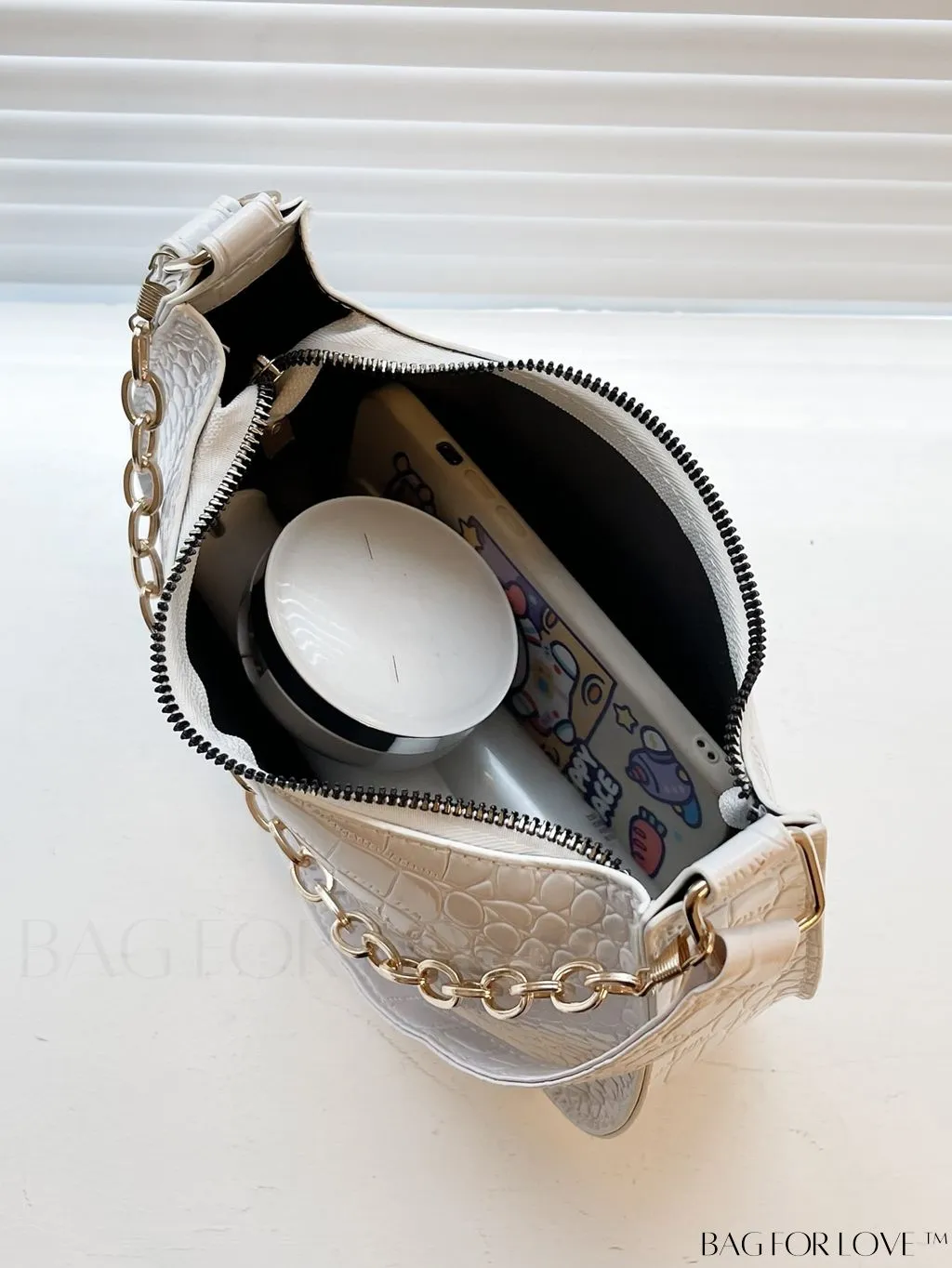 BagForLove - Crocodile Chain Baguette: Mini-sized, Embossed Elegance