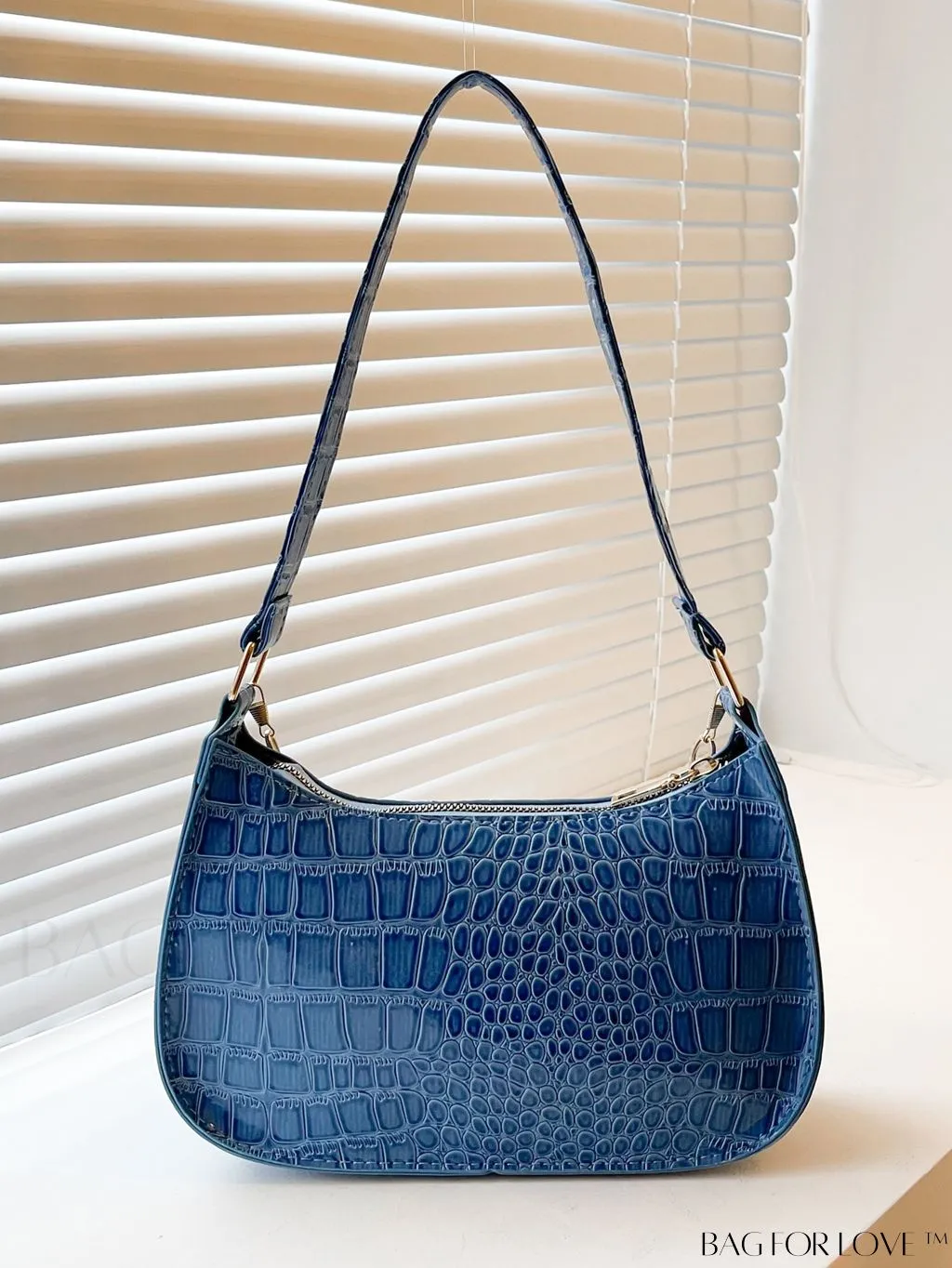 BagForLove - Crocodile Chain Baguette: Mini-sized, Embossed Elegance