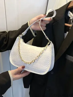BagForLove - Crocodile Chain Baguette: Mini-sized, Embossed Elegance
