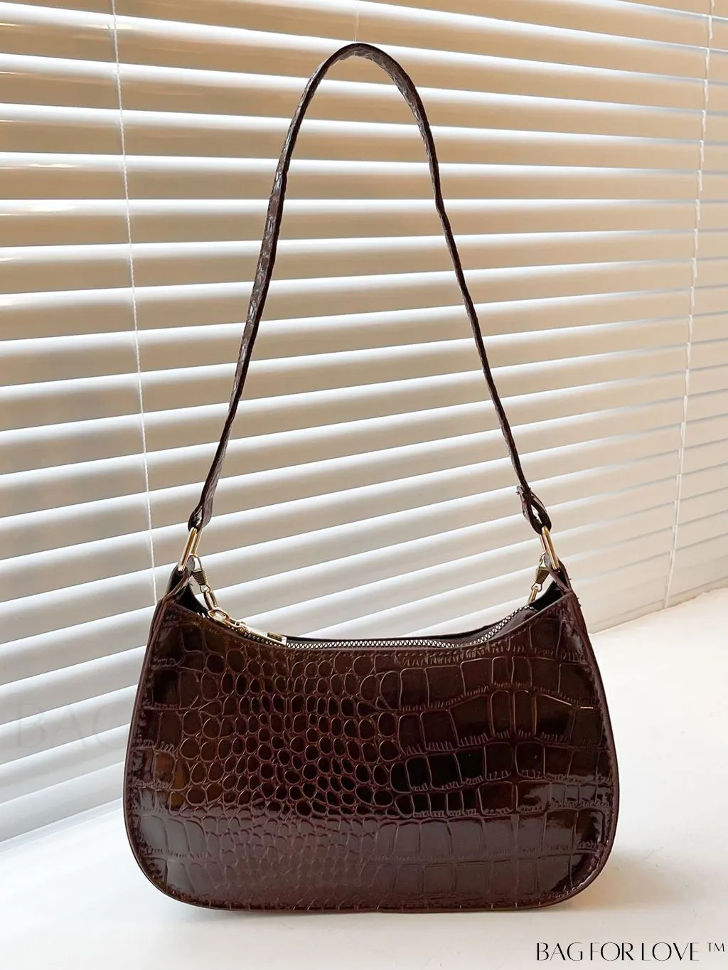 BagForLove - Crocodile Chain Baguette: Mini-sized, Embossed Elegance