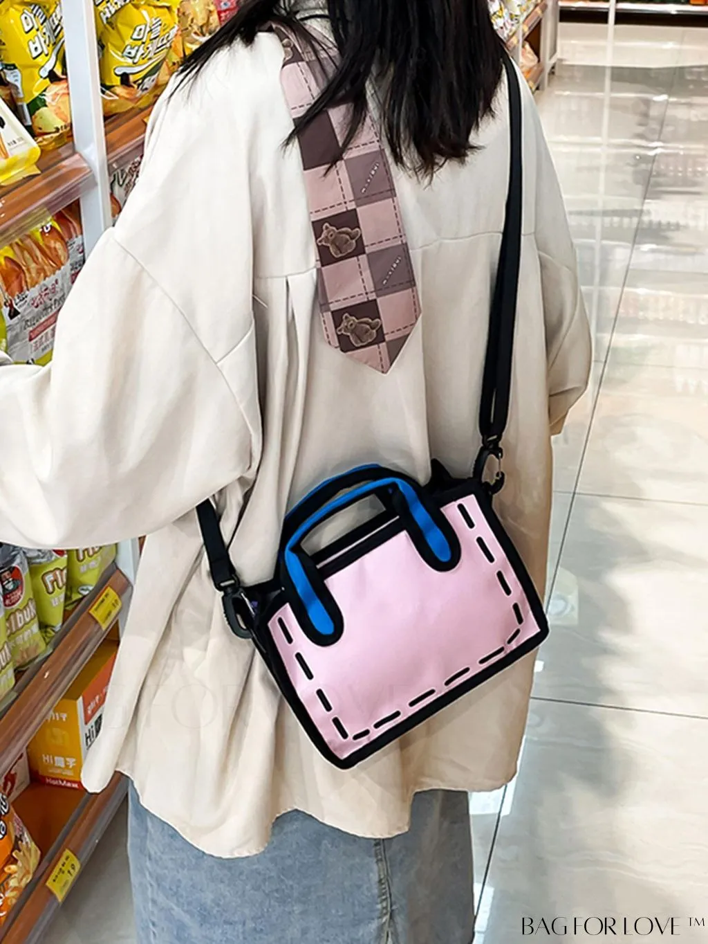 BagForLove - Double-Handle Nylon Satchel Bag with Contrast Binding