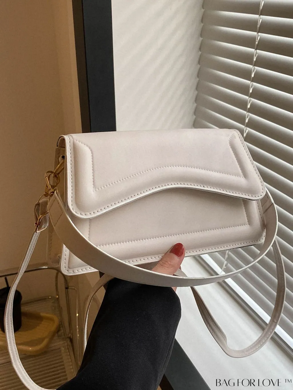 BagForLove - Elegant Black PU Mini Square Flap Bag with Top Handle
