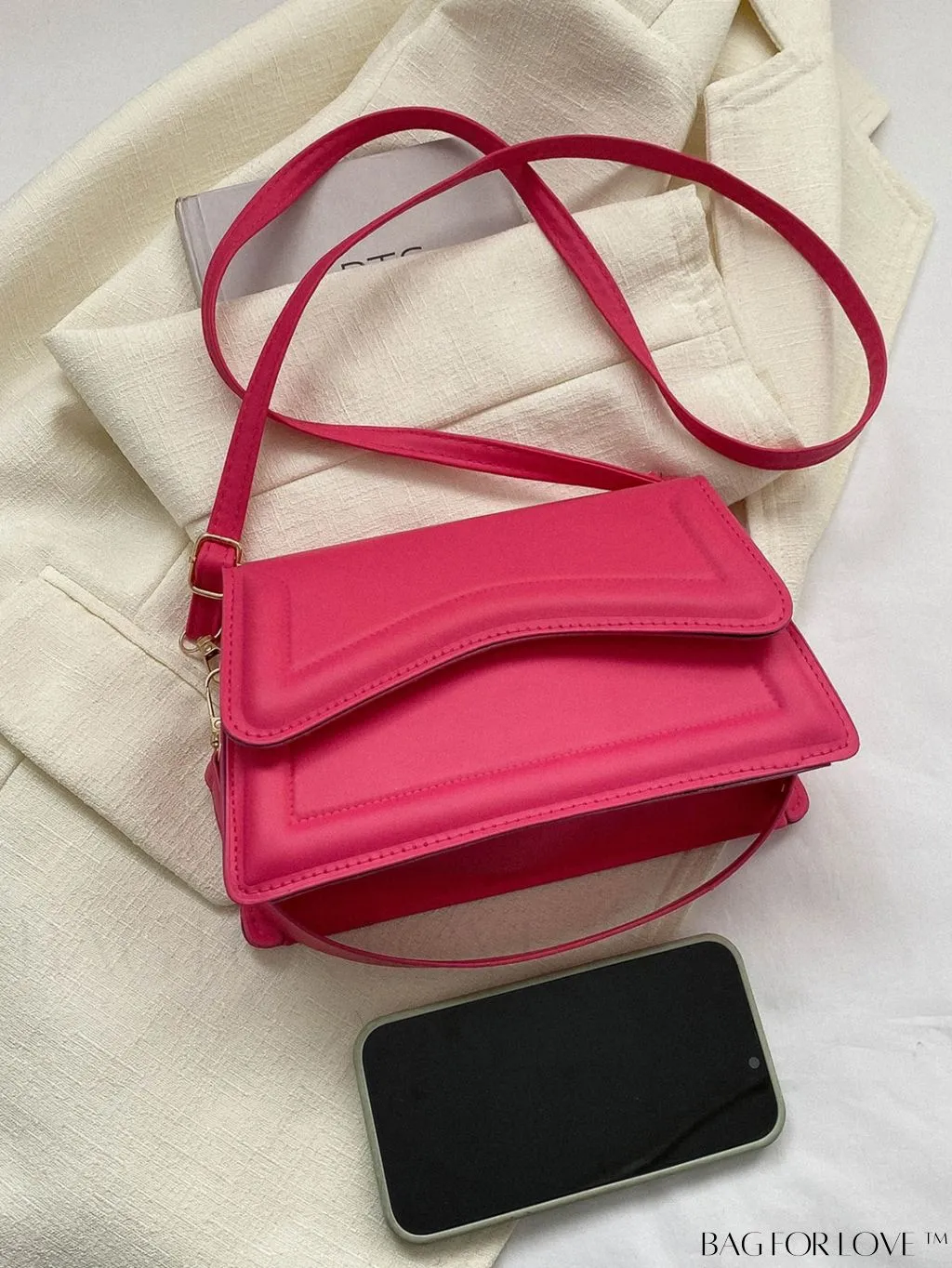 BagForLove - Elegant Black PU Mini Square Flap Bag with Top Handle